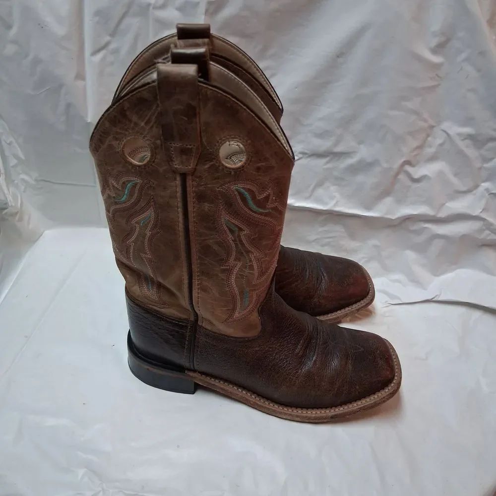 Old West Brown Leather Cowboy Boots